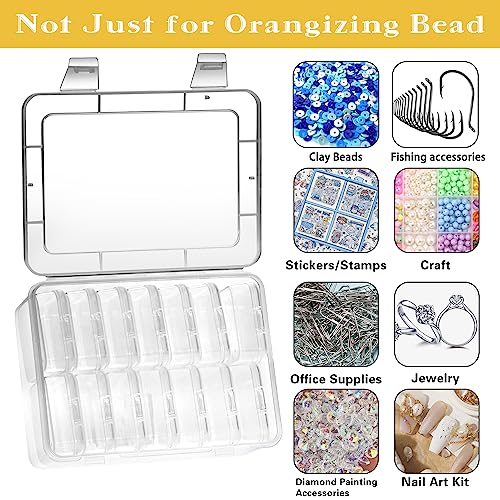 Mathtoxyz Small Bead Organizers, 30 Pieces Plastic Storage Cases Mini Clear Bead Storage Containers Transparent Boxes with Hinged Lid and Rectangle Clear Craft Supply Case - color: Clear - 2P