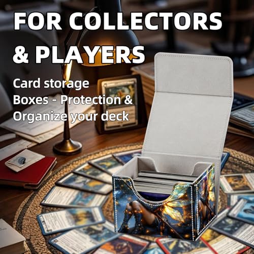 Trading Card Storage Box, Holds 100+ for MTG Cards, Premium PU Leather with Magnetic Closure, Fairy With Luminous Wings Durable Deck Box for Magic the Gathering, Trading Card Games - color: Fairy With Luminous Wings