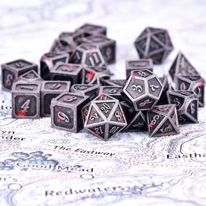 Extended Metal Dice RPG Set | 31 Piece Polyhedral Dice for DND5E Tabletop Role Playing Adventure Games (Iron Red) - color: Iron Red