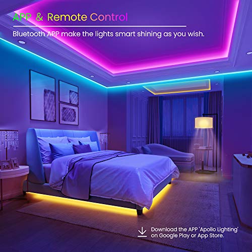 GUPUP 50 FT LED Strip Lights,Bluetooth LED Lighting for Bedroom, Color Changing Light Strip with Music Sync, Phone Controller and IR Remote(APP+Remote +Mic) | Color Changing Light Strip with Music Sync, Phone Controller and IR Remote(APP+Remote +Mic) - si