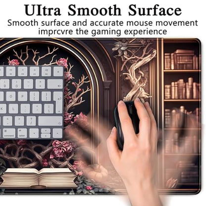CYZFF Gothic Large Mouse Pad XXL Desk Pad Gaming Mousepad Extended Keyboard Mat 31.5 x 15.7 in Black Fabric with Lycra Surface and Rubber Base - color: A Goth Black