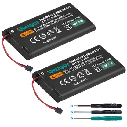 Joy Con Battery Replacement, 2 Pack HAC-006 Battery for Nintendo Switch HAC-015 HAC-016 Left & Right Joy-Con Controller, Joycon Replacement Batteries with Tools