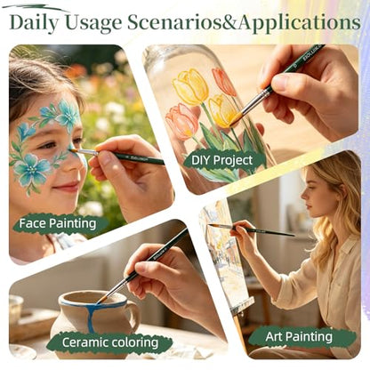 Detail Paint Brushes 14 Pcs Miniature Exact Size for Every Detail | Full Miniature Paint Brushes, Precision Detail Paint Brushes, Small Paint Brush Fine Detailing Art Acrylic Oil Models