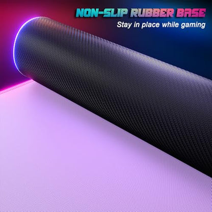 ITNRSIIET RGB Gaming Mouse Pad, Full Desk XL Extended Large Gaming Mousepad, 12 Lighting Modes 30% Thicker Big LED Desk Mat for Gamers, 32 x 12 inches, Purple - color: Purple