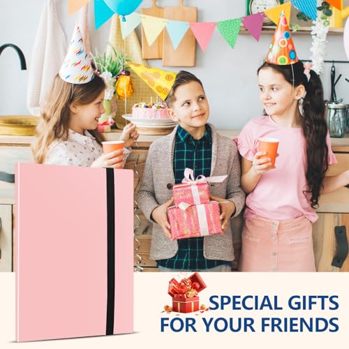 Card Binder, EDUDIIU 9 Pockets Premium Trading Card Binders, Cards Collection Binder Album, Side Loading Yugioh Holder Book for Sport, Football, Baseball Collector - Pink - color: Pink