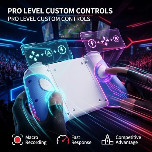 GLITCHEL Hall Effect Controller Compatible with Switch OLED Lite and Switch 2 with Magnetic Charging Adapters Included Wireless RGB Gamepad with Programmable Back Buttons Turbo Motion Control