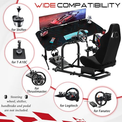 Marada Racing Simulator Cockpit with Comfort Seat Fit for Logitech G29 G920 G923, for Thrustmaster T300RS T500, for Fanatec, Upright Stable Driving Sim Stand,without Steering Wheel/Pedal/Shifter