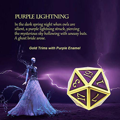 Haxtec Gold Purple Metal DND Dice Set Enamel D&D Dice with Leather Dice Bag Compatible with Dungeons and Dragons Gamer Gift for DND Lovers TTRPG Players DM Masters - color: Gold Purple