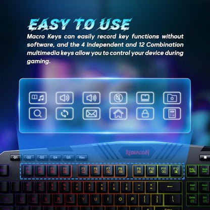 Redragon S101-3 PRO Gaming Keyboard and Mouse, RGB Backlit Programmable Keyboard Mouse with Software, Independent Macro Record Keys, Value Combo Set, New Update Version - color: Black