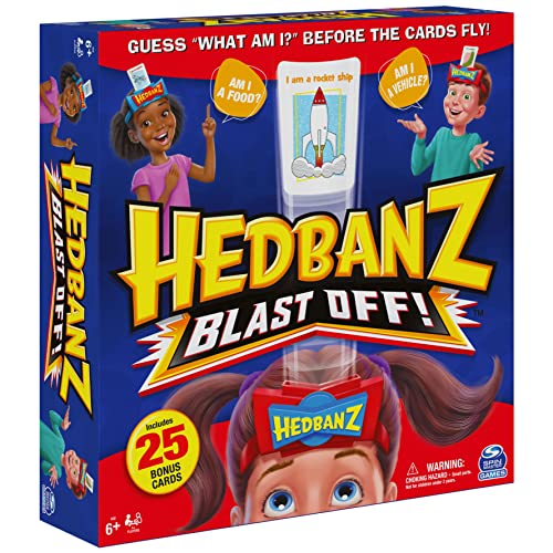 Spin Master Games Hedbanz Blast Off! Guessing Game with 25 Bonus Cards, Family Game Night for Kids and Families Ages 6 and up (Amazon Exclusive) - style: Hedbanz Blast Off, Includes 25 Bonus Cards