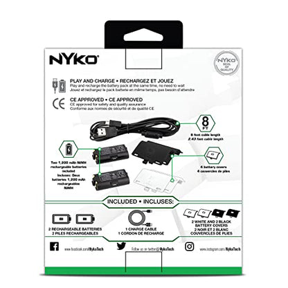 Nyko Xbox One Power Kit Plus - Rechargeable Battery Kit w/ 2 Batteries, Micro-USB Cable for Xbox one Controllers ONLY– Not Compatible w/Xbox S/X – Not Compatible w/Xbox Controllers w/Home Button