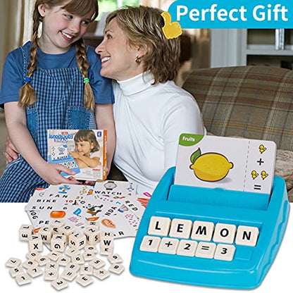 Educational Toys Learning Games for Kids 3-8, Matching Letter Spelling Early Math Game for Preschool& Kindergarten Kids Boys and Girls Light Blue ，Christmas Birthday gift for 4 5 6 7 boys girls - color: Light Blue