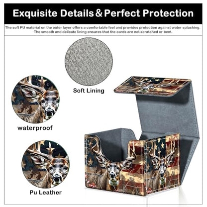 Card Deck Box for MTG Trading Cards with Magnetic Closure,Premium Card Storage Box Case Cover for TCG CCG Magic Cards,Deer Weed Flag - color: Deer Weed Flag