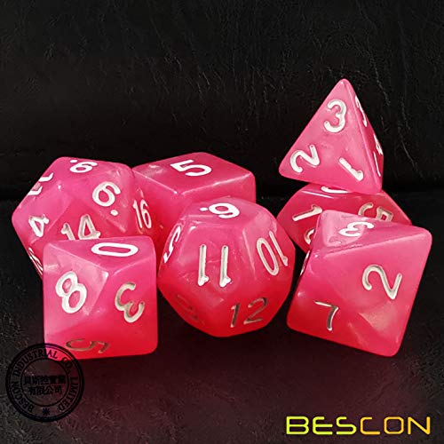 Bescon Moonstone Dice Set Peachy, Bescon Polyhedral RPG Dice Set Moonstone Effect - color: Peachy