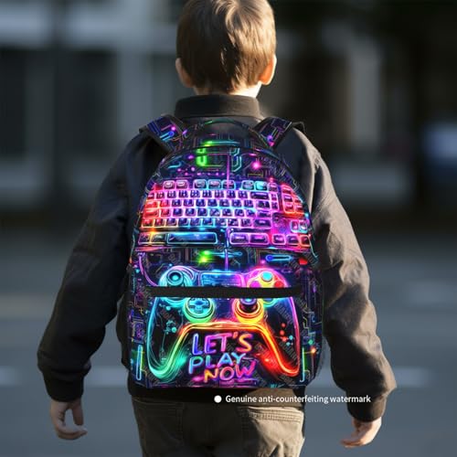 School Backpack for Boys- Video Game Backpacks Boys Backpack for Kids Children Teens Elementary Middle School - Students Bookbag Ages 6-18, Game Bookbag Travel Back Pack - color: Game