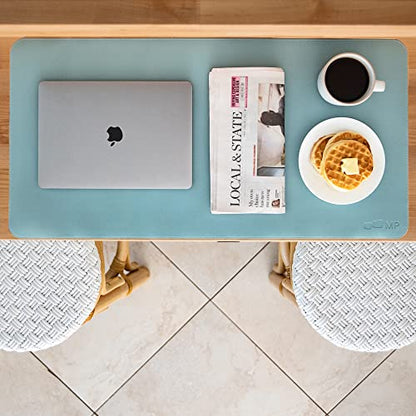 Mobile Pixels PU Leather Protective Desk Mat (Haze Blue) | Spill-resistant, Waterproof, Non-slip base, Stitched Large Extended Pad, Mouse and Monitors for the Home/Office 31.5"x15.75" - color: Haze Blue