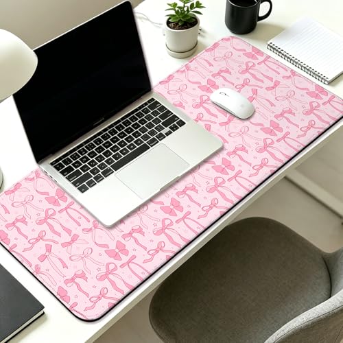 Pretty Bow Girly Gaming Desk Mat, Computer Keyboard Large Extended Long Mouse Pad for Office and Home, XL (W24) - color: W24