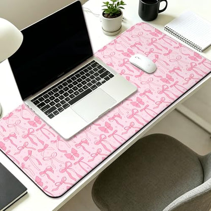 Pretty Bow Girly Gaming Desk Mat, Computer Keyboard Large Extended Long Mouse Pad for Office and Home, XL (W24) - color: W24
