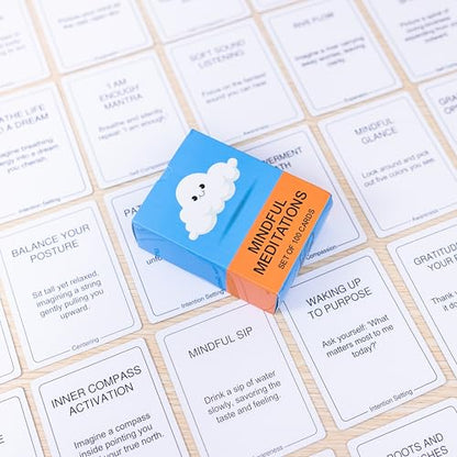 100 Mindful Meditations Cards – Mindfulness & Meditation Self‑Care Prompts | Desk & Travel Deck for Stress Relief, Focus, Motivation & Well‑Being - style: Meditation Cards