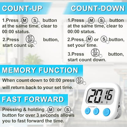 ZILLEEN Classroom Timer for Kids Teachers 2 Pack Digital Timers, White - color: White & White