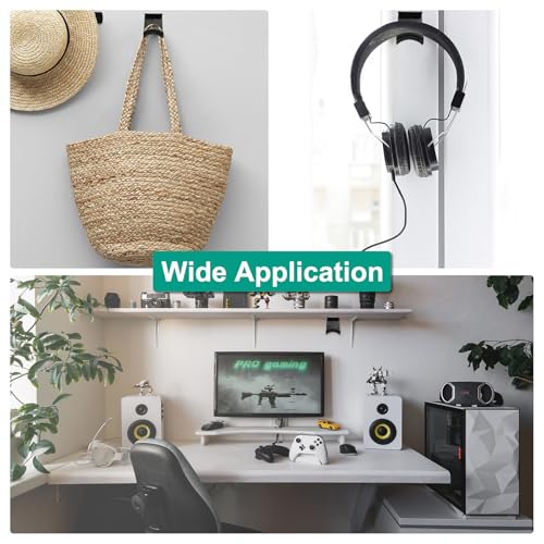 uxcell Headphone Stand, 2 Pcs ABS Headset Holder Adhesive Headphone Holder Hook Mount Headphone Hanger Hook Under Desk for Gaming Headphones Earphones Cables, White(Wall-Mounted) - color: White