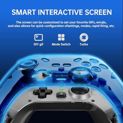 hosowe Wireless Mobile Gaming Controller Compatible for PC/Switch/Android/iOS, Interactive Screen PC Controller with Programmable, Hall Effect Joysticks&Triggers, Vibration, Motion Control (Black) - color: Black