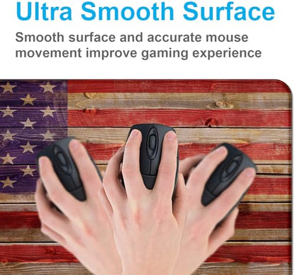 American Flag Gaming Mouse Pad, Suitable for Office and Study Keyboard Pads | Large Extended Mouse Pad; Full Desk Coverage; Waterproof Coating; Stable Anti-Slide Base For Gaming, Office, Study Daily Use - color: Wood Grain American Flag