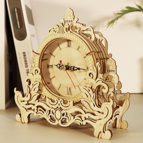 Music Park 3D Wooden Puzzle Clock Model Kits Building Kits Desktop Clock DIY Architectural Building Blocks Creative Gift Home Decor for Family | DIY desktop clock model building kit. Architectural design craft kits for adults. Home decoration and gift. -