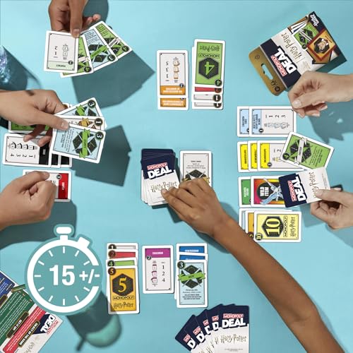 Monopoly Deal: Harry Potter Card Game | Family Games for Kids and Adults | Ages 8 and Up | 2 to 5 Players | 15 mins. | Travel Size