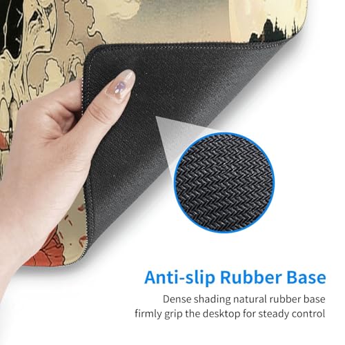 Large Gaming Mouse Pad Desk Mat, Japanese Retro Skull and Floral Extended Keyboard Mouse Pad Mousepad with Non-Slip Base and Stitched Edge Mouse Mat Desk Pad Mouse Pads for Home Office, 31.5 x 11.8 - color: Japanese Retro Skull and Floral