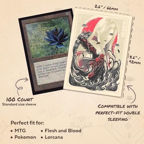 Great Wave Silver-Haired Villain - MTG Card Sleeves, 104ct, Standard Size | Double Sleeving Compatible, Smudge Resistant Matte Back, Compatible with Standard 66x92mm TCG and Magic The Gathering Cards. - color: Great Wave Silver-haired Villain