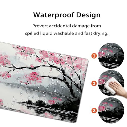 31.5”x11.8”Large Gaming Mouse Pad for Desk, Mouse Mat with Seamed Edges, Waterproof Desk Pad, Non-Slip Rubber Base, Keyboard Pad Computer Mat, Big XL Mousepad-japannese Landscape Painting - color: Japannese Landscape Painting