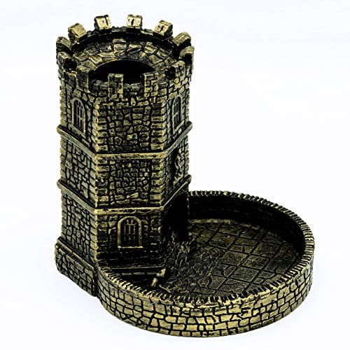D&D Dice Tower, Castle Dice Rolling Tower for Role Playing Games | Ancient Gold, Resin Material, D&D Accessory, DM Gift, for Dungeons and Dragons RPG Board Games Tabletop Games - color: Ancient Gold
