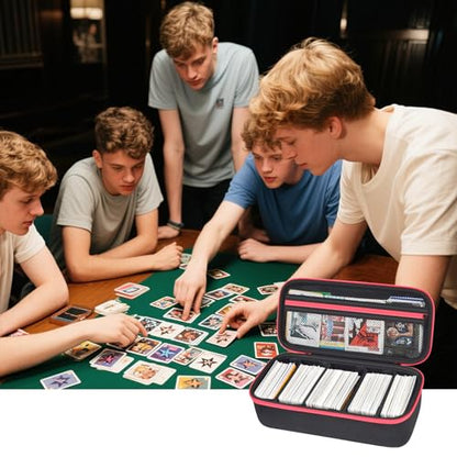 ALKOO Trading Card Carrying Case, 900+ Card Game Storage for MTG | Large card carrying case for card games and trading cards, holds 900+ cards, deck boxes and expansion packs, black, case only - color: Red