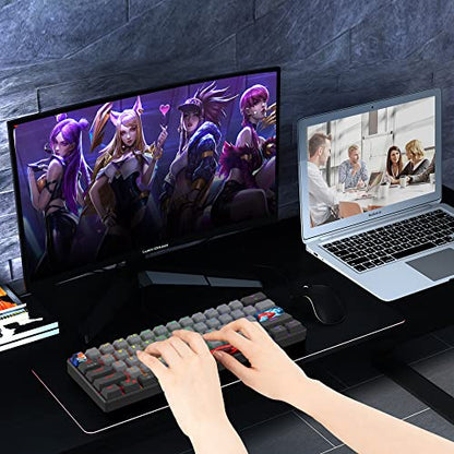 60% Mechanical Keyboard Black and Grey, Compact Gaming RGB Backlit, 61 Keys Mini, USB Wired for Windows Mac Laptop PC (61 Dolch/Red Switches) - color: 61 Dolch/Red Switch