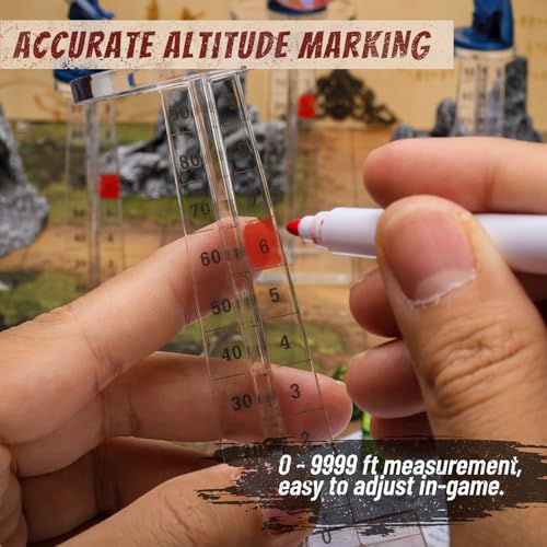 CZYY DND Flying Miniature Flight Stands, Set of 2 Acrylic Combat Risers | Small 1 in & Large 2 in Platforms, Tracks 0-9999 ft Altitude, Side Notches for Height Tracking, For Aerial RPG Combat Scenes