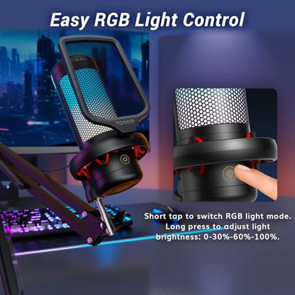 TONOR 붐 암이 있는 게이밍 마이크 세트, 콘텐츠 제작자용 보컬 콘덴서 마이크, 스탠드가 있는 PC용 USB 마이크, RGB, 탭 음소거, 게인 컨트롤, 게임 장비, 트위치, 스트리밍, TC310+ | 붐 암 세트, 제어 가능한 조명이 있는 USB 마이크, 원 탭 음소거, 볼륨 컨트롤, 디스코드, 트위치 스트리밍, 블랙, TC310+ - style: 붐 암이 있는 RGB 마이크