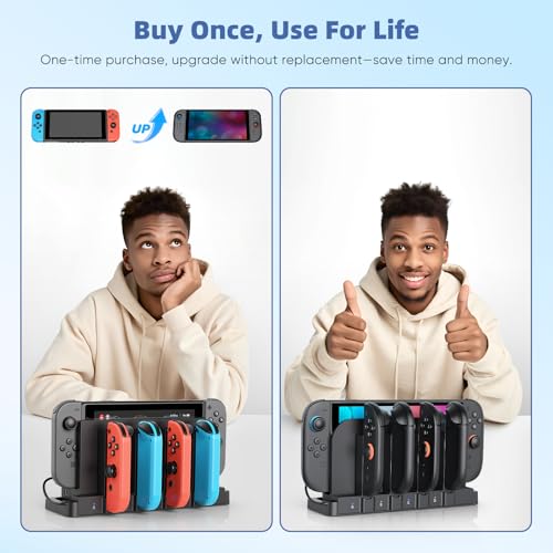 FASTSNAIL Switch Controller Charger for Nintendo Switch 2/1/OLED for Joycon | 9-in-1 Dual-Direction Magnetic Controller Charging Dock for Joycon 2, Switch 1/2 Fast Charger Station Stand Accessories - size: For Switch 1/2