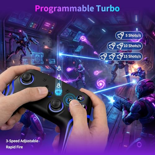 VidPPluing 2 Pack Switch Controllers, RGB Switch 2 Controller for Nintendo Switch/Switch 2/Lite/OLED, Wireless Pro Controller with Motion Sensor/Dual Vibration/Turbo/Wakeup - color: Black & White