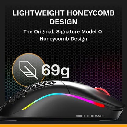 GLORIOUS Model O Classic Wireless PC Gaming Mouse - Low Latency, 19k DPI Sensor, Lightweight Honeycomb 69g, Customizable RGB, 100M Click Mechanical Switches, Programmable Buttons - Black - color: Black, style: Model O Classic (Ambidextrous)