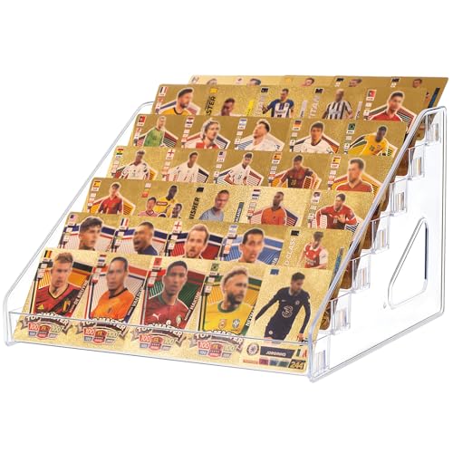5 & 7 Tier Trading Card Display Stand, 12" Acrylic Card Stands for Display, versatile Card Stands for Sports Cards, Graded & Greeting Cards, Postcards, Vendor Stickers, with Snap-On Assembly（ 7 Tier ） - size: 7 Tier