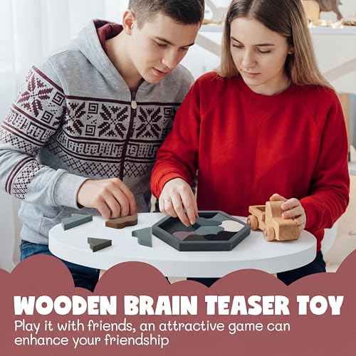 Yunsailing 3 Pack Large Wooden Blocks Puzzles Hexagon Tangram Puzzle Wooden Russian Brain Puzzles for Adult Challenge Teasers Geometric Jigsaw Logic Iq STEM Educational Gift Graduation(Stylish) - style: Stylish
