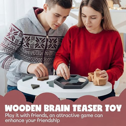 Yunsailing 3 Pack Large Wooden Blocks Puzzles Hexagon Tangram Puzzle Wooden Russian Brain Puzzles for Adult Challenge Teasers Geometric Jigsaw Logic Iq STEM Educational Gift Graduation(Stylish) - style: Stylish