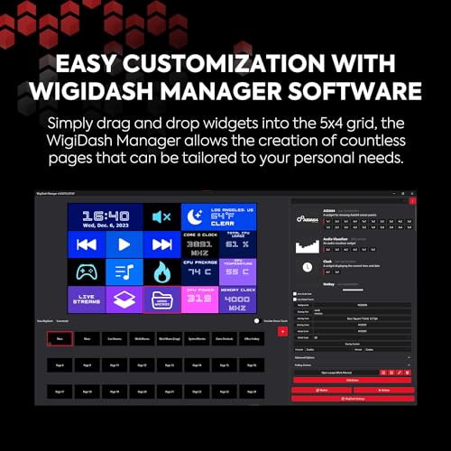 G.SKILL WigiDash PC Command Panel - 7 inch Touch Display, Up to 20 (5x4) Widget Grid, Customizable Hotkeys/Shortcuts/Widgets, Monitor System Performance (Windows 10 and 11, USB Powered)