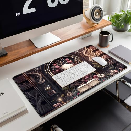 CYZFF Gothic Large Mouse Pad XXL Desk Pad Gaming Mousepad Extended Keyboard Mat 31.5 x 15.7 in Black Fabric with Lycra Surface and Rubber Base - color: A Goth Black