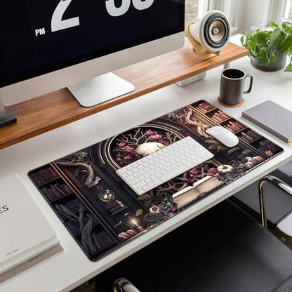 CYZFF Gothic Large Mouse Pad XXL Desk Pad Gaming Mousepad Extended Keyboard Mat 31.5 x 15.7 in Black Fabric with Lycra Surface and Rubber Base - color: A Goth Black