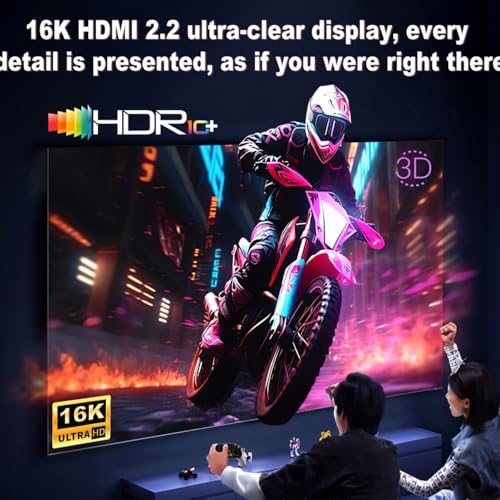 16K HDMI 2.2 Cable 3.3FT, 96Gbps Ultra High Speed HDMI Male to Male Braided Cord Support 16K@60Hz 8K@60Hz eARC HDCP HDR10+ Dolby Compatible with TVs, Monitors, Projectors (1m/3.3feet)