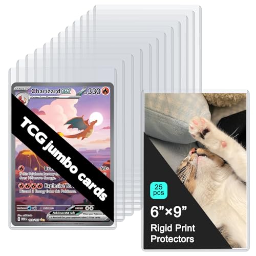 Rainmae 25 Pack 6" x 9" Jumbo Card Sleeves, Rigid Photocard Protectors for Oversized Trading Cards Sheet Protectors, Paper Sleeves Jumbo Sports Cards Sleeves Hard Plastic Document Holder Protector - size: 6" x 9"(25 Pcs)