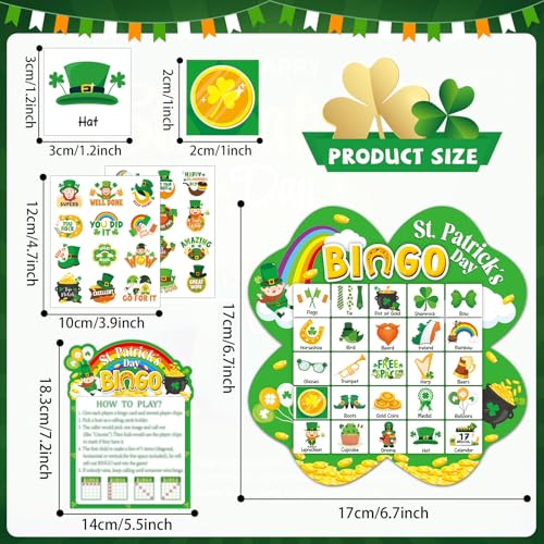 39Pcs St. Patrick’s Day Bingo Game for Adults Kids 24 Players Shamrock Shape Bingo Game Cards with Reward Stickers for Family Friend Large Group Activities St. Patrick’s Day Spring Party Favor - style: St. Patrick's