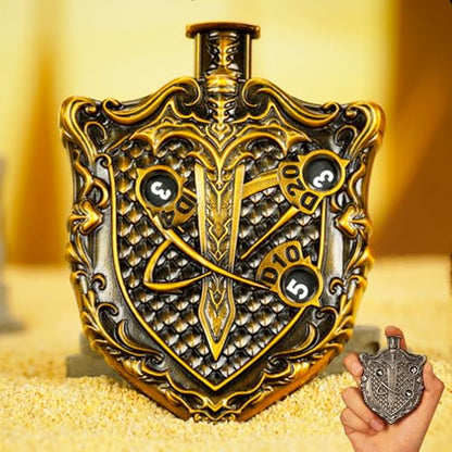 Unique Roulette Dice Spinner 7-in-1 Metal DND Dice Set for Tabletop RPG Dice Fidget Spinning for Role Playing Dice DND Dice Sets Balanced and Fair Made from Zinc Alloy - color: 001 Roulette Dice V3.0 Antioue Gold